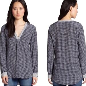 Joie Carven 100% Silk Star Print V-Neck Popover Blouse Size Large